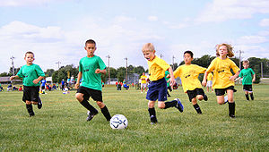 Sport in childhood. Association football, show...